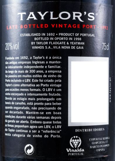 1992 Taylor's LBV Porto