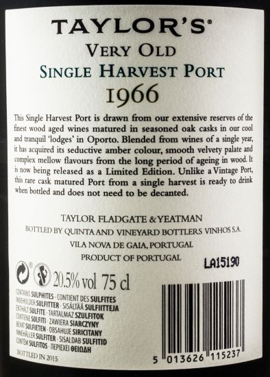 1966 Taylor's Very Old Single Harvest Limited Edition Port