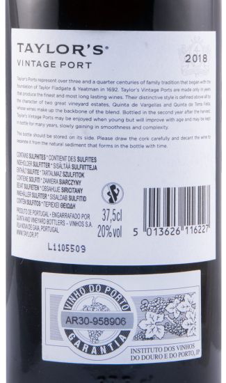 2018 Taylor's Vintage Porto 37,5cl