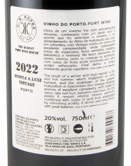 2022 Kopke Quinta de São Luiz Vintage Porto