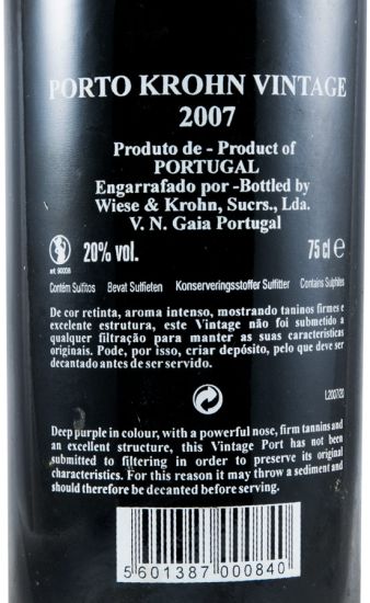 2007 Krohn Vintage Port