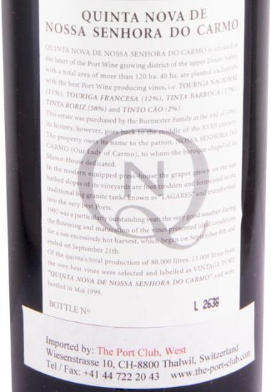 1997 Burmester Quinta Nova Vintage Porto