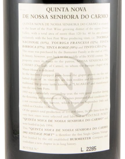 1992 Burmester Quinta Nova Vintage Port