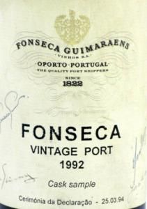 1992 Fonseca Vintage Porto (garrafa assinada)