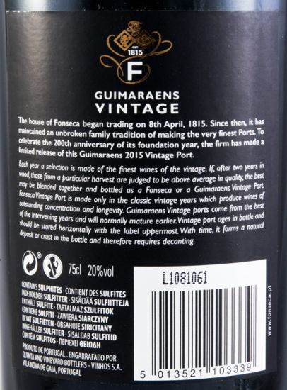 2015 Fonseca Guimaraens Vintage Port