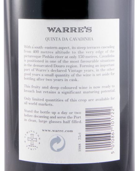 1988 Warre's Quinta da Cavadinha Vintage Porto