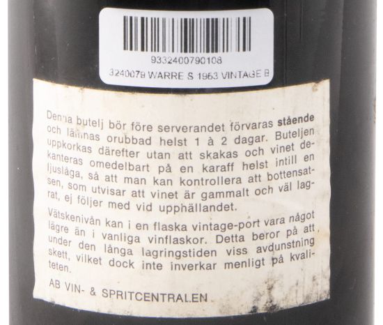 1963 Warre's Vintage Port (bottled by Spritcentralen)