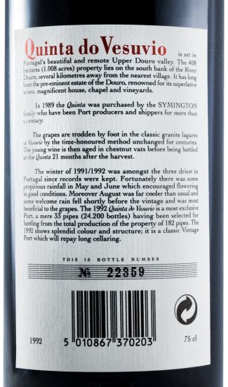 1992 Quinta do Vesuvio Vintage Porto