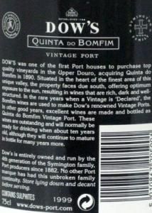 1999 Dow's Quinta do Bomfim Vintage Porto