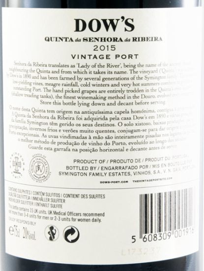 2015 Dow's Quinta Senhora da Ribeira Vintage Porto (caixa de madeira)