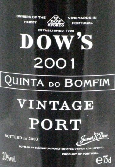 2001 Dow's Vintage Quinta do Bonfim porto