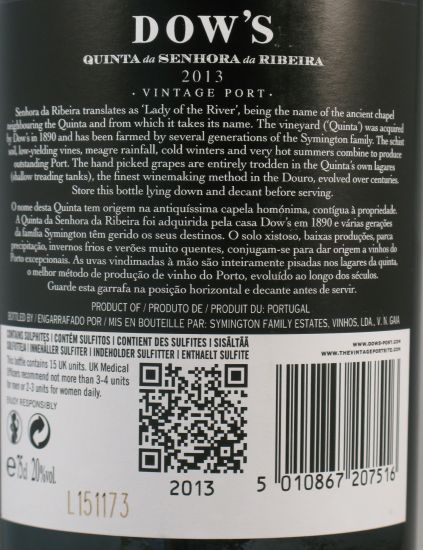 2013 Dow's Quinta Senhora da Ribeira Vintage Port