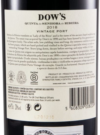2018 Dow's Quinta Senhora da Ribeira Vintage Porto
