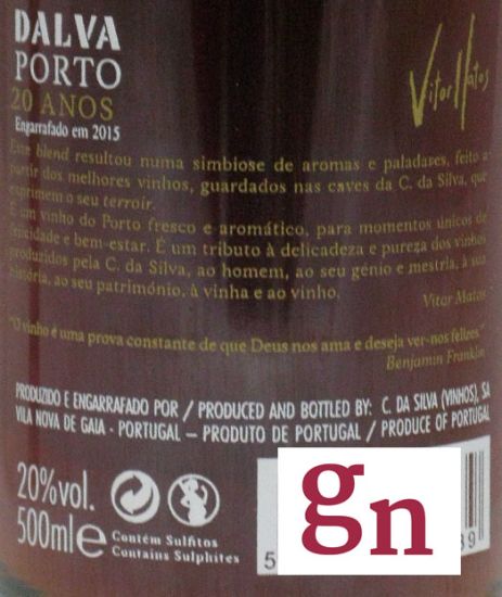 Dalva Lote Vitor Matos 20 years Port 50cl