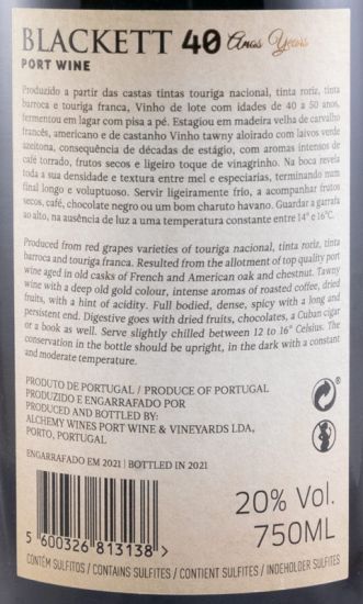 Blackett Tawny 40 anos Porto
