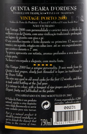 2000 Quinta Seara d'Ordens Vintage Port