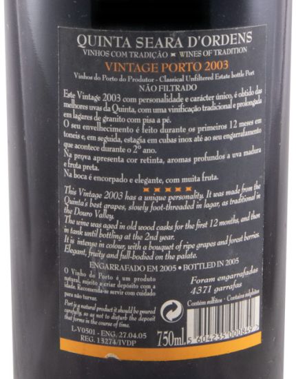 2003 Quinta Seara d'Ordens Vintage Porto
