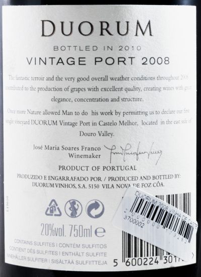 2008 Duorum Vinha de Castelo Melhor Vintage Porto