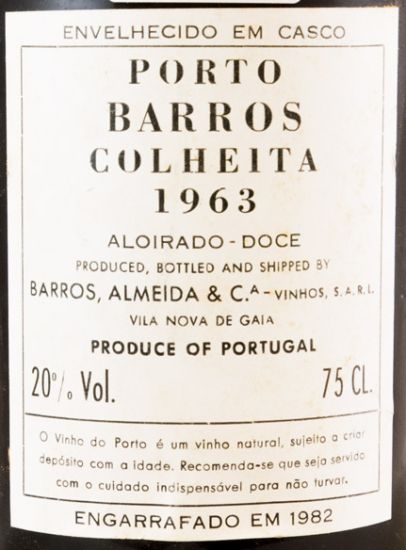 1963 Barros Colheita Porto (rótulo danificado)