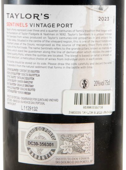2023 Taylor's Vintage Sentinels Porto (rótulo danificado)