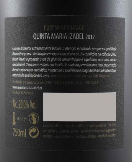 2012 Quinta Maria Izabel Vintage Porto