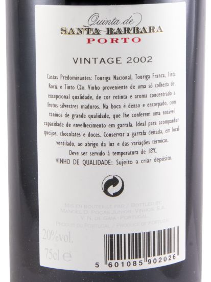 2002 Poças Junior Quinta de Santa Bárbara Vintage Porto