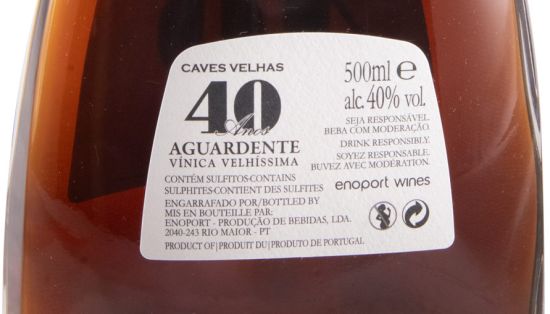 Aguardente Vínica Caves Velhas 40 anos 50cl