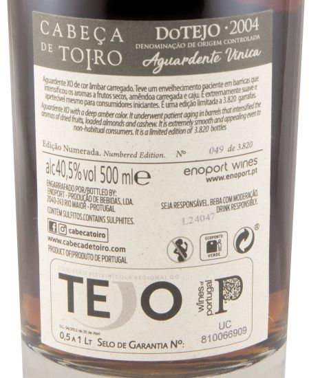 2004 Aguardente Vínica Cabeça de Toiro XO Reserva Privada 50cl