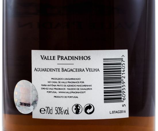 Aguardente Bagaceira Valle Pradinhos Velha
