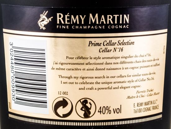 Cognac Rémy Martin Cellar N.º 16 Prime Cellar Selection 1L