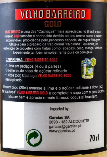 Cachaça Velho Barreiro Gold