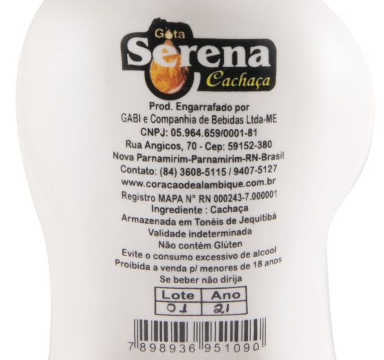 Cachaça Gota Serena (garrafa em cerâmica)