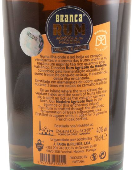 Rum Agrícola da Madeira Branca Velho 3 anos