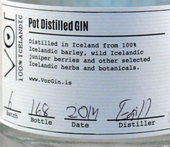 Gin Vor 100% Icelandic 50cl