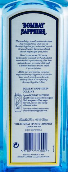 Gin Bombay Sapphire Laverstoke Mill C/Lupa 1L
