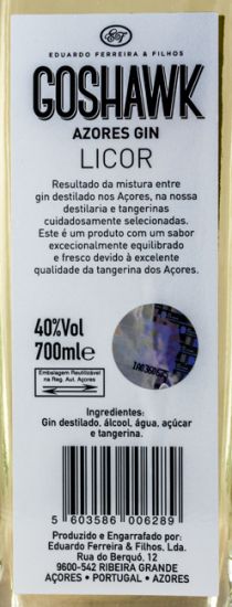 Gin Liqueur Goshawk Azores Tangerine