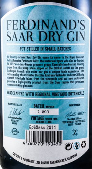 Gin Ferdinand's Saar Dry Gin 50cl