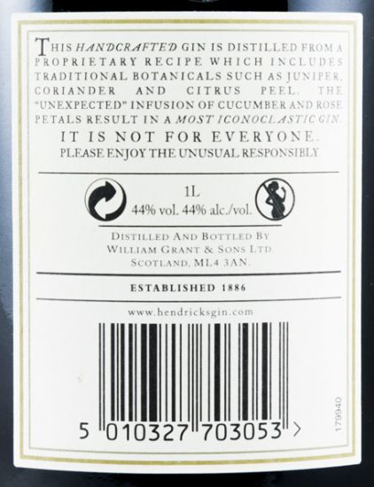 Gin Hendrick's Cucumber Hothouse 1L
