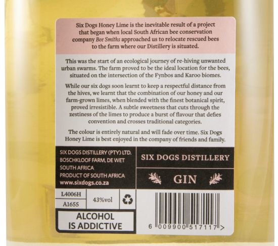 Gin Six Dogs Honey Lime