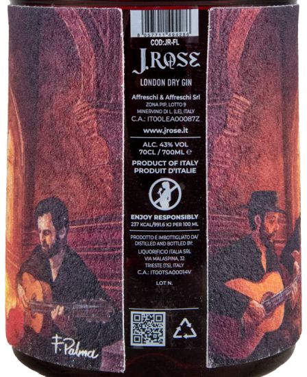 Gin J.Rose Artesanal London Dry Edição Flamengo