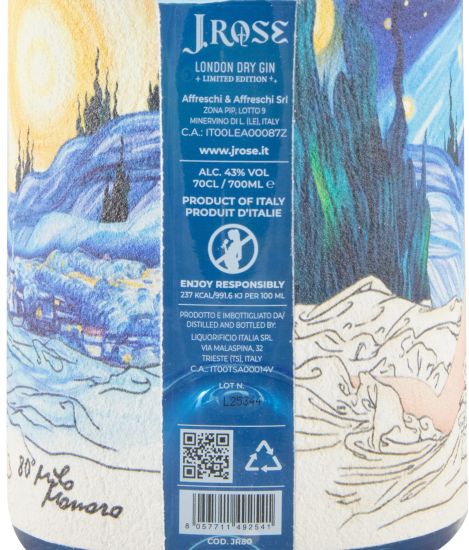 Gin J.Rose JR80 Artesanal London Dry Edição Limitada