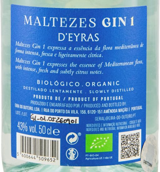 Gin Maltezes 1 biológico 50cl