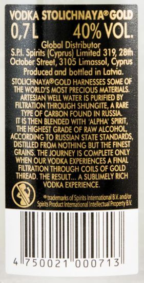 Vodka Stolichnaya Gold