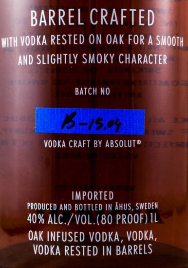 Vodka Absolut Oak Barrel Crafted 1L