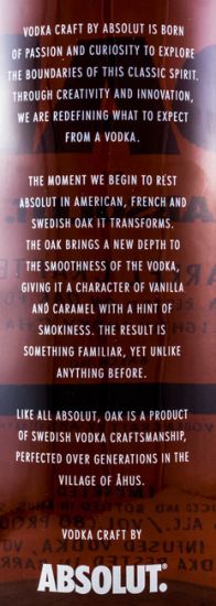 Vodka Absolut Oak Barrel Crafted 1L