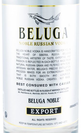 Vodka Beluga Noble Russian c/Copo