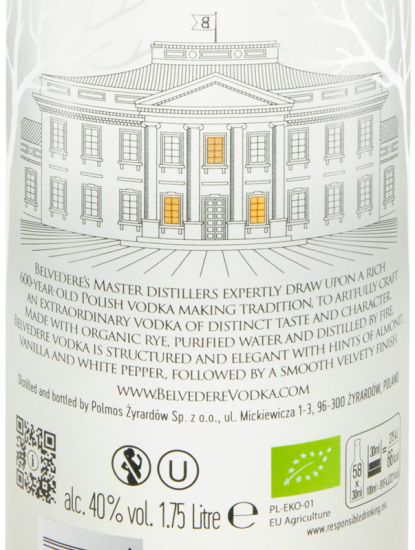 Vodka Belvedere Luminous biológico 1,75L