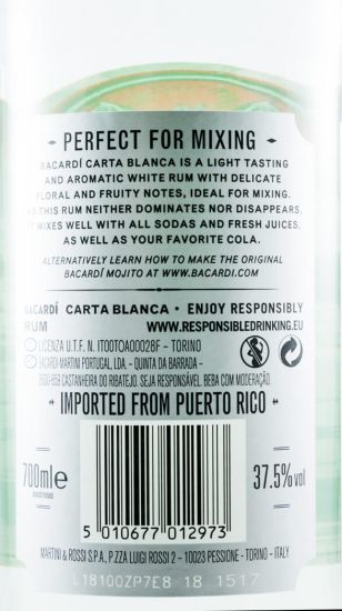 Rum Bacardí Carta Blanca