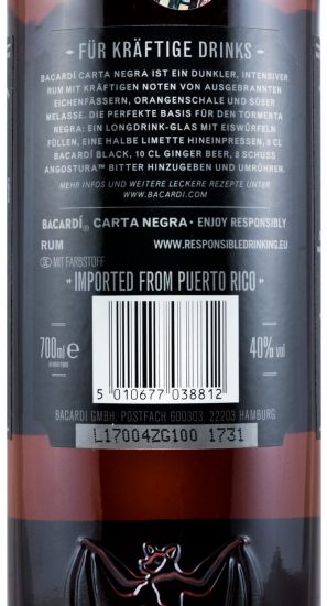 Rum Bacardí Black