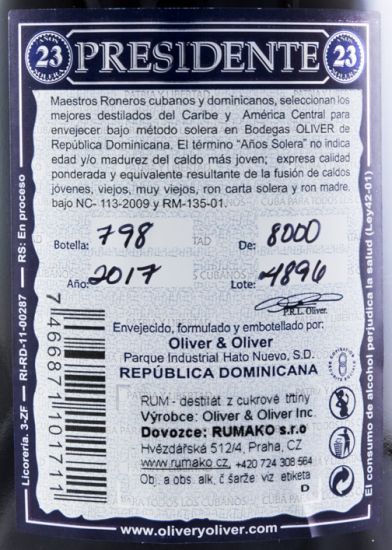 Rum Presidente Marti 23 years Solera